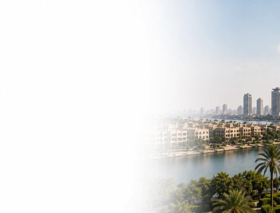 Panoramic view representing commercial properties in El Gouna and Cairo, Egypt